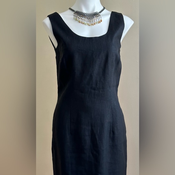 Sake Black 100% Linen Sleeveless Dress Thick Material SZ 10 - Picture 1 of 16